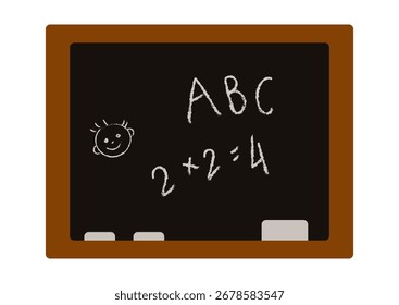 Pizarra aislada en un fondo blanco. Icono coloreado, Ilustración vectorial un estilo plano. Pizarra con inscripciones divertidas.