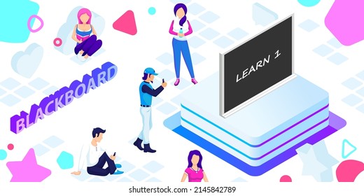 Blackboard isometric design icon. Vector web illustration. 3d colorful concept