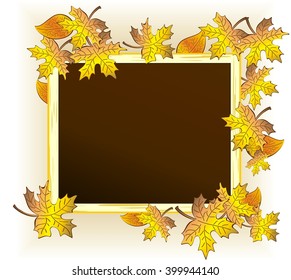 Blackboard with leaves school background 