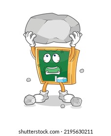 the blackboard lifting rock cartoon character vector