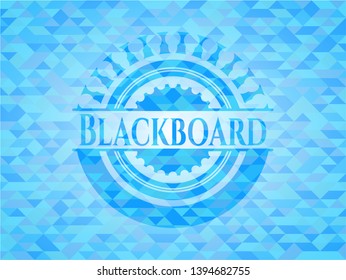 Blackboard light blue emblem with triangle mosaic background