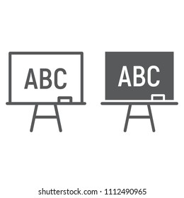 Blackboard line and glyph icon, school and education, board stand sign vector graphics, a linear pattern on a white background, eps 10.