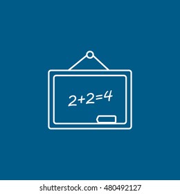 Blackboard Line Icon On Blue Background