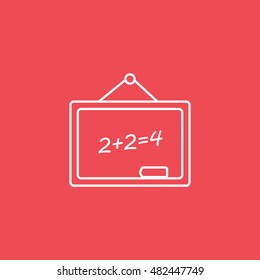 Blackboard Line Icon On Red Background