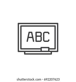 Blackboard line icon, outline vector sign, linear style pictogram isolated on white. Chalkboard symbol, logo illustration. Editable stroke. Pixel perfect vector graphics