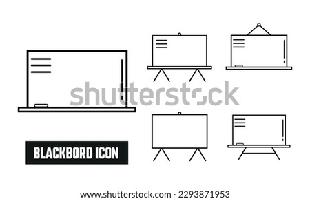 Blackboard Lineal Icon Symbol Vector. Black Outline Blackboard Icon