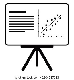 Blackboard With Linear Regression. Education Icon Vector Graphic.