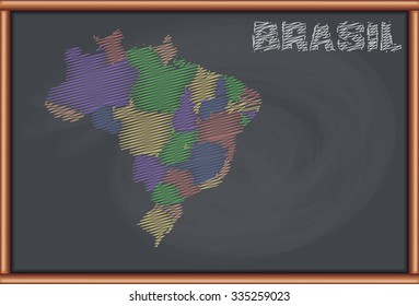 Blackboard with the Map of Brazil