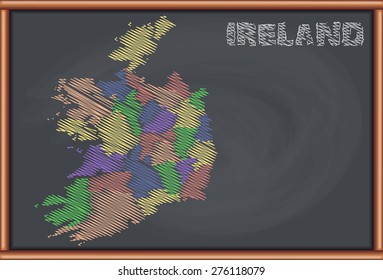 Blackboard with the Map of Ireland