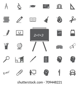 blackboard math lesson icon on white background Education set