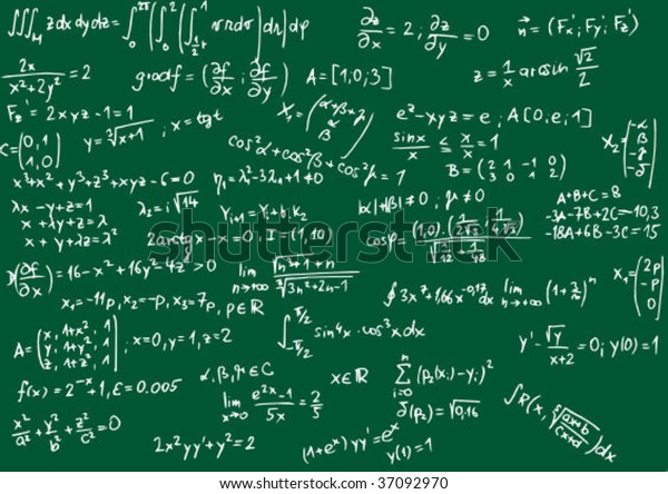 Blackboard\
with mathematics formula vector\
illustration