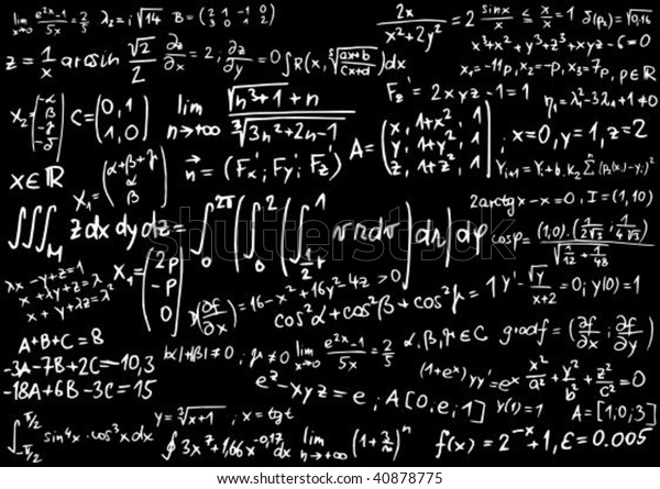 Blackboard\
with mathematics formula - vector\
illustration