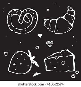 Blackboard Menu French bakery cheese bagels strawberry croissant