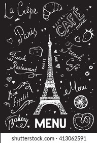 Blackboard Menu French bakery  Eiffel Tower