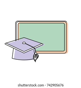 blackboard object with cap graduation design