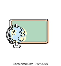 blackboard object with earth planet map desk