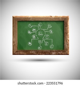 Blackboard with office signs, vector