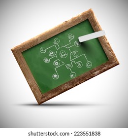 Blackboard with office signs, vector