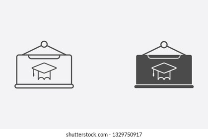 Blackboard outline and filled vector icon sign symbol