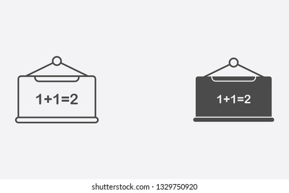 Blackboard outline and filled vector icon sign symbol