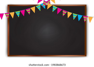 Blackboard pencils. Chalkboard illustration with blackboard. Vector illustration. EPS 10.