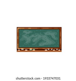 Blackboard Pixel Art. Education Icons. Pixel Art. Old School Computer Graphic Style. The Green Chalkboard. Vector Design For Web Design, Mobile App, Stickers And Games.