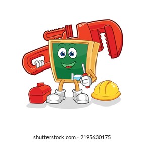 la caricatura del plomero de la pizarra. vector de mascota de dibujos animados