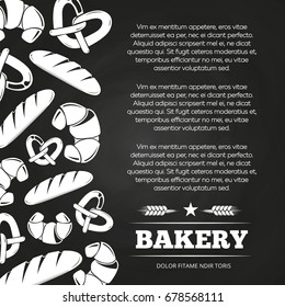 Blackboard poster with bread and croissant - bakery chalkboard background design. Banner bread vector illustration
