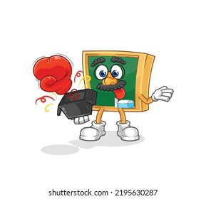 the blackboard prank glove in the box. cartoon mascot