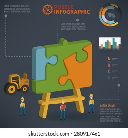 Blackboard puzzle info graphic design,three dimension,clean vector