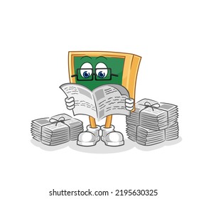 the blackboard read newspaper cartoon. character vector