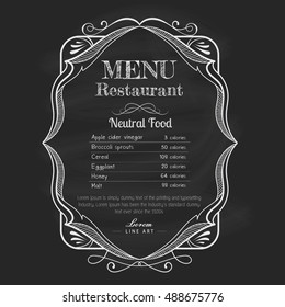 Blackboard Restaurant menu vintage hand drawn frame label vector