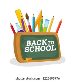 blackboard with school utensils to education knowledge