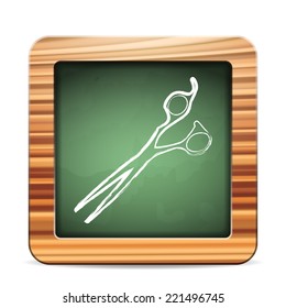 Blackboard scissors  on a white background. Vector illustration.