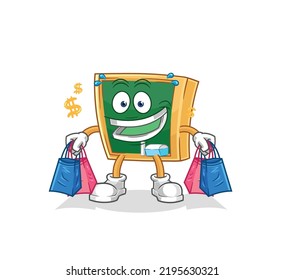 the blackboard shoping mascot. cartoon vector