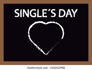 Blackboard with Singles Day written on it in white.