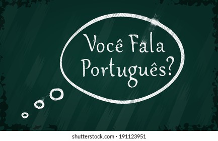 Blackboard with speak Brazilian Portuguese speech bubble