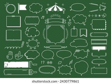 Blackboard and speech bubble illustration set