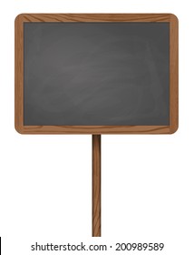 Blackboard standing on wooden post