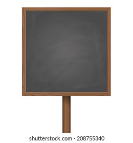 Blackboard standing on wooden post