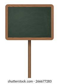 Blackboard standing on wooden post