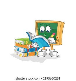 the blackboard studying mascot. cartoon vector