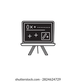 Blackboard style chalkboard presentation display with math symbols and eraser