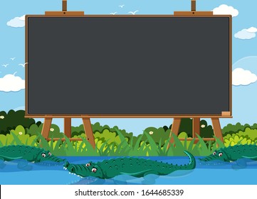 Schachbrettmuster-Design mit Krokodilen in der Flussgrafik