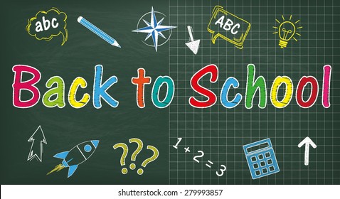 Tafel mit Text zurück zur Schule. Eps10 Vektordatei.