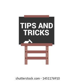 Blackboard with text tips and tricks. business concept.