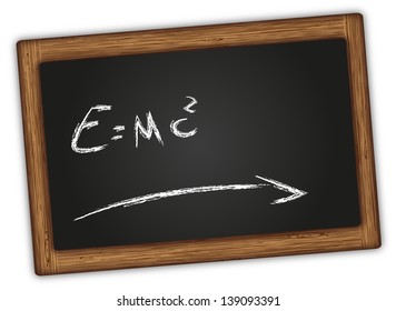 Blackboard with theory of relativity