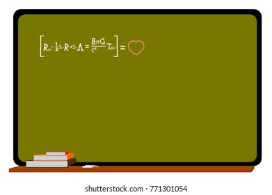 Blackboard with theory simple to heart answer and books,chalks on illustration vector concept