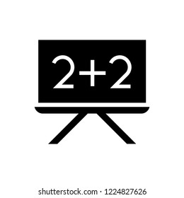 Blackboard and two plus two glyph icon