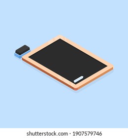 blackboard vector design with chalk and eraser. blue background